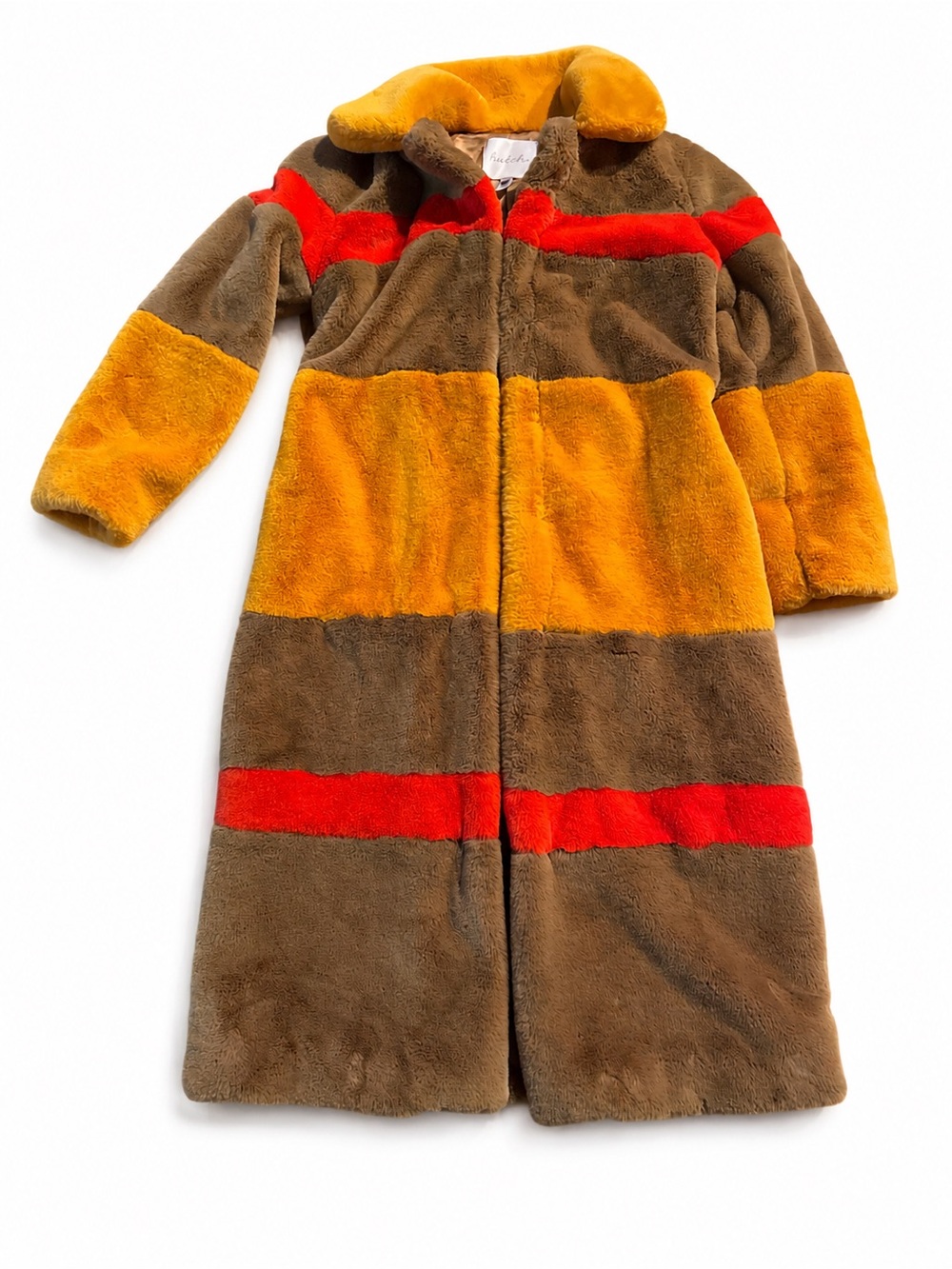 Hutch Anthropologie Colorblock Stripe Faux Fur Coat - Picture 3 of 10